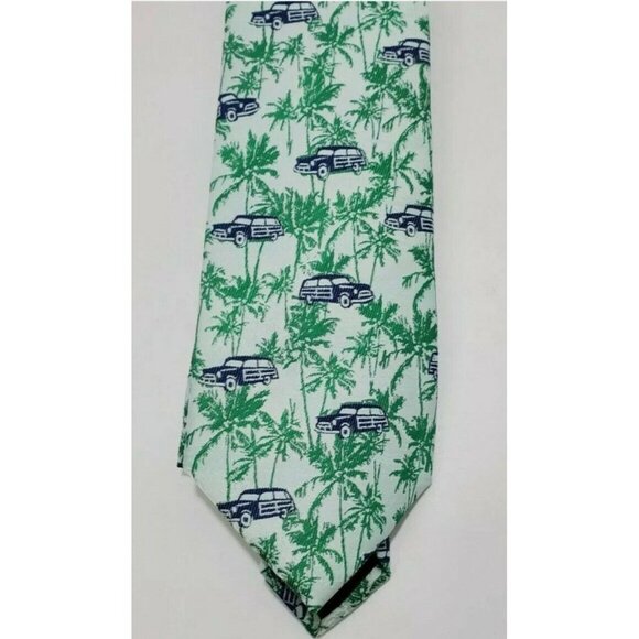 MEN’S Goodfellow & Co Mint Green Palm Tree & Paradise Car Print Necktie Tie - Picture 3 of 7